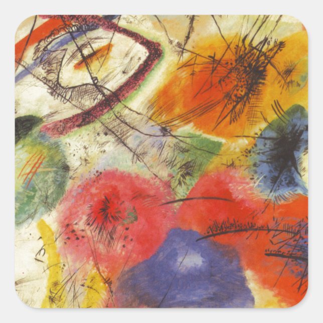 Sticker Carré Kandinsky Noir frappe la peinture Abstraite (Devant)