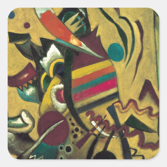 Sticker Carré Kandinsky Points Peinture en toile Abstraite (Devant)
