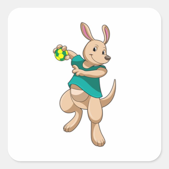 Sticker Carré Kangaroo comme joueur de handball avec Handball (Devant)