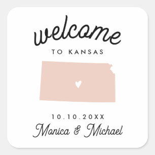 Sticker Carré KANSAS State Destination Mariage N'IMPORTE QUELLE