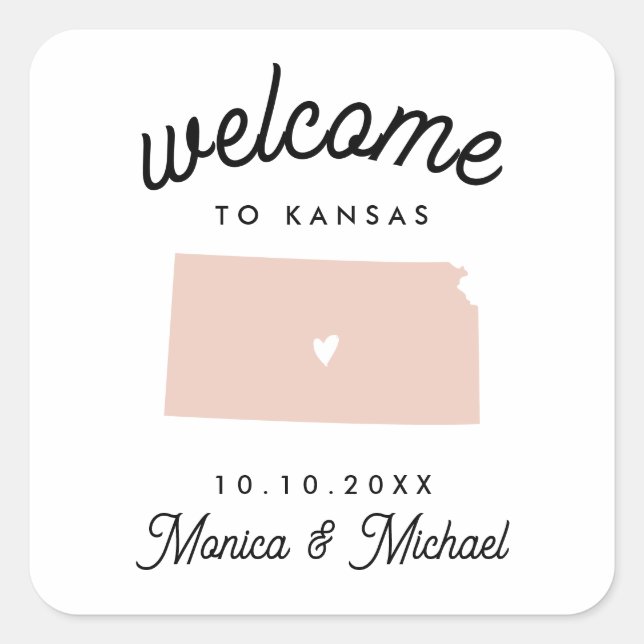 Sticker Carré KANSAS State Destination Mariage N'IMPORTE QUELLE  (Devant)
