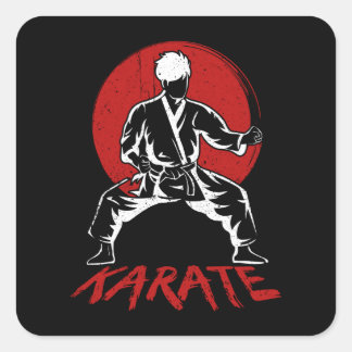 Sticker Carré Karate Fighter Karate Pose Karate Kick