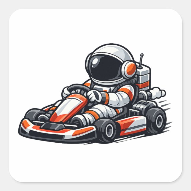 Sticker Carré Karting Astronaute (Devant)