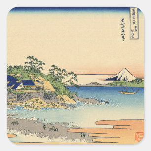 Sticker Carré Katsushika Hokusai Enoshima dans la province de Sa