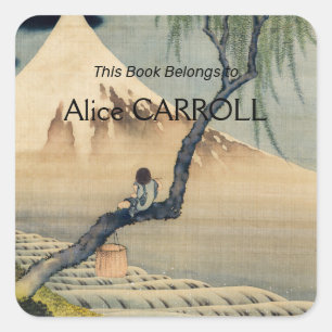 Sticker Carré Katsushika Hokusai - Garçon regardant le Mont Fuji