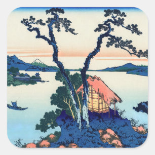 Sticker Carré Katsushika Hokusai - Lac Suwa dans la province de 