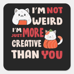 Sticker Carré Kawaii Cat Design mignon Avec Citation Inspiration