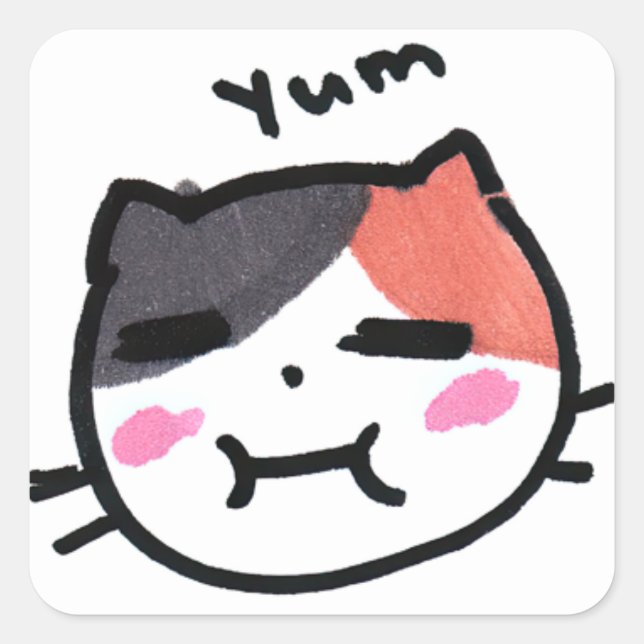 Sticker Carré Kawaii Cat Emoji par Eisley (Devant)
