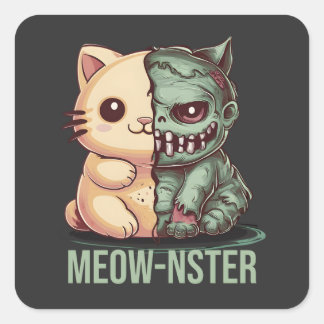 Sticker Carré Kawaii Cat Zombie
