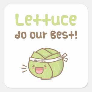 Sticker Carré Kawaii Cute Lettuce Faites Notre Meilleur Humour D