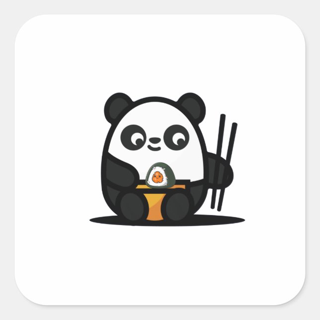 Sticker Carré Kawaii Funny Panda (Devant)