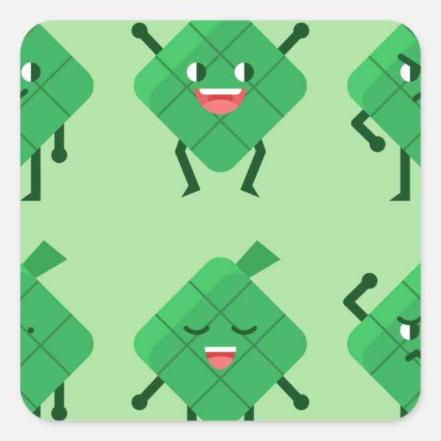 Sticker Carré kawaii Ketupat (Devant)