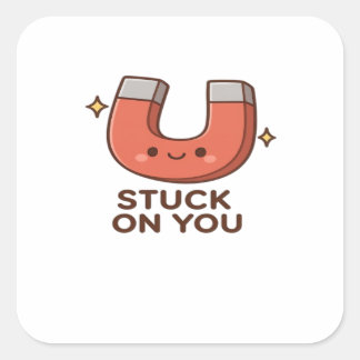 Sticker Carré Kawaii Magnet Stuck On You Cute Playful Style