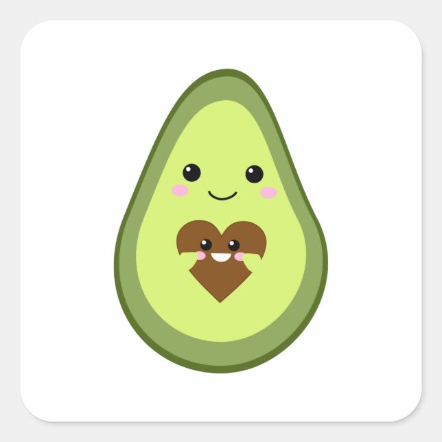 Sticker Carré Kawaii Pregnant Avocado mignonne maman mère mère m (Devant)