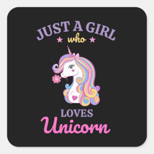 Sticker Carré Kawaii Rainbow Unicorn magique coloré