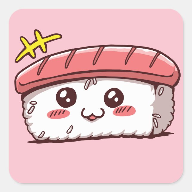 Sticker Carré Kawaii Sushi Cute Japonaise Nourriture japonaise (Devant)