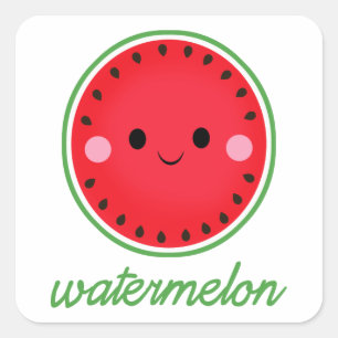 Sticker Carré Kawaii Watermelon