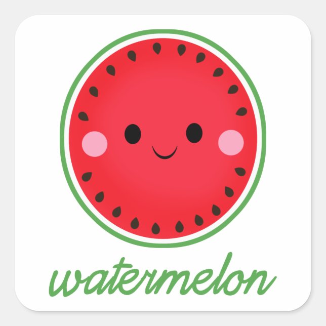 Sticker Carré Kawaii Watermelon (Devant)