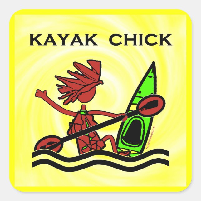 Sticker Carré Kayak Chick Designs & Things (Devant)