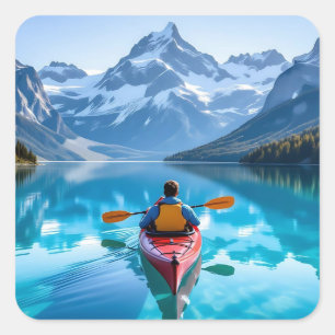 Sticker Carré Kayak dans les montagnes Belle nature