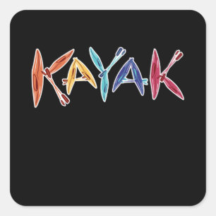 Sticker Carré Kayaks & Paddles Kayaking Kayaker Cadeau