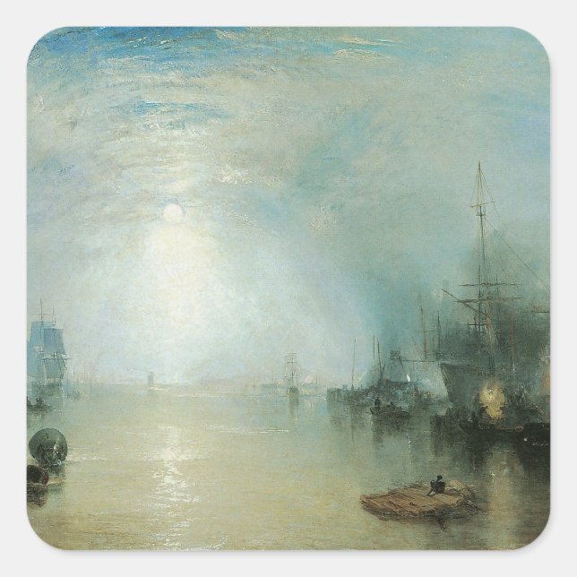 Sticker Carré Keelmen Height Coals, Lune par Joseph Turner (Devant)