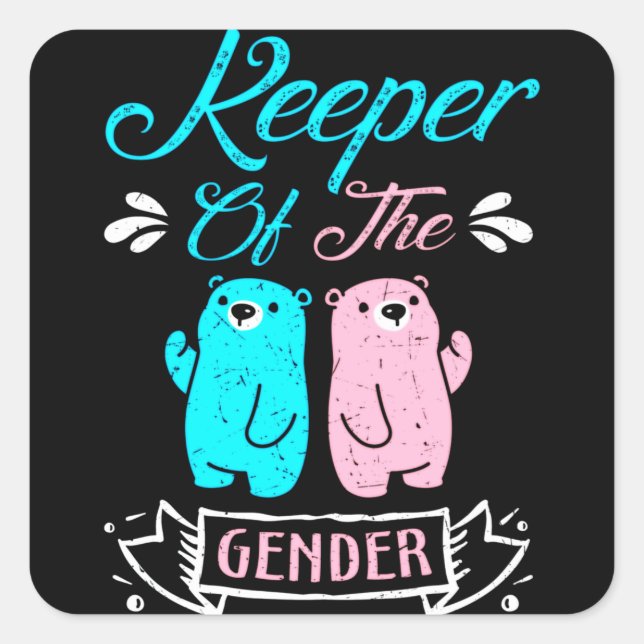 Sticker Carré Keeper of the Gender Pink and Blue Teddy Bear (Devant)