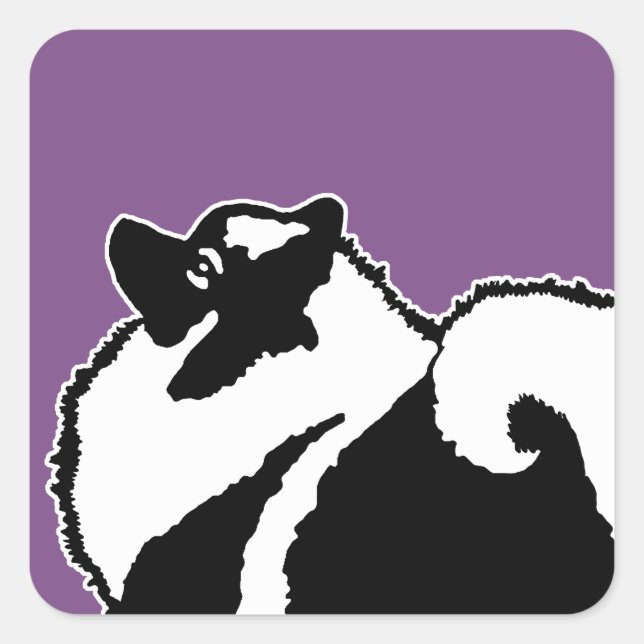 Sticker Carré Keeshond Graphics - Cute Original Chig Art (Devant)