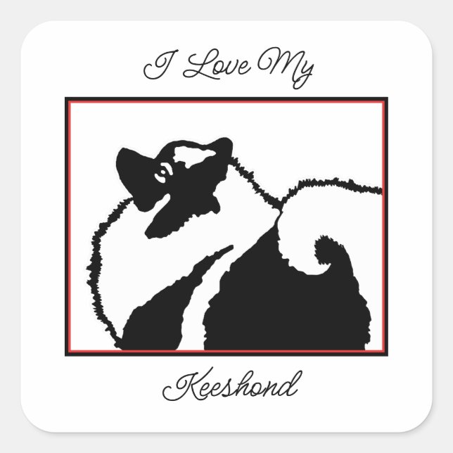 Sticker Carré Keeshond Graphics - Cute Original Chig Art (Devant)