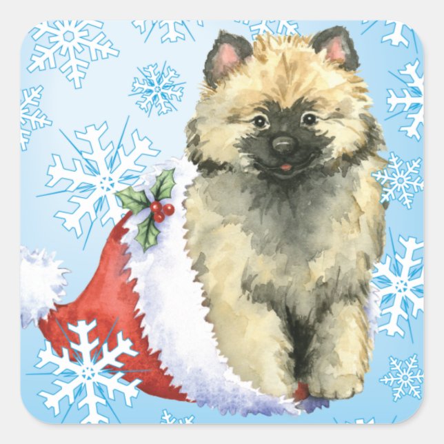 Sticker Carré Keeshond heureux de Howliday (Devant)