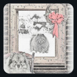 Sticker Carré Keeshond Noël hiver fenêtre Peinture Chien Art<br><div class="desc">Portrait de chien Keeshond Christmas Winter Window, peinture originale. Nous nous spécialisons dans l'art original mignon et drôle. Achetez ceci pour vous-même ou comme un grand cadeau pour vos amis aimés Keeshond. Soyez créatif - cliquez sur la PERSONNALISER pour ajouter/supprimer/modifier du texte, redimensionner l'image, modifier les couleurs ou tout ce...</div>