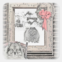 Keeshond Noël hiver fenêtre Peinture Chien Art