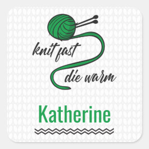 Sticker Carré Kelly Green Knit Fast, Die Warm