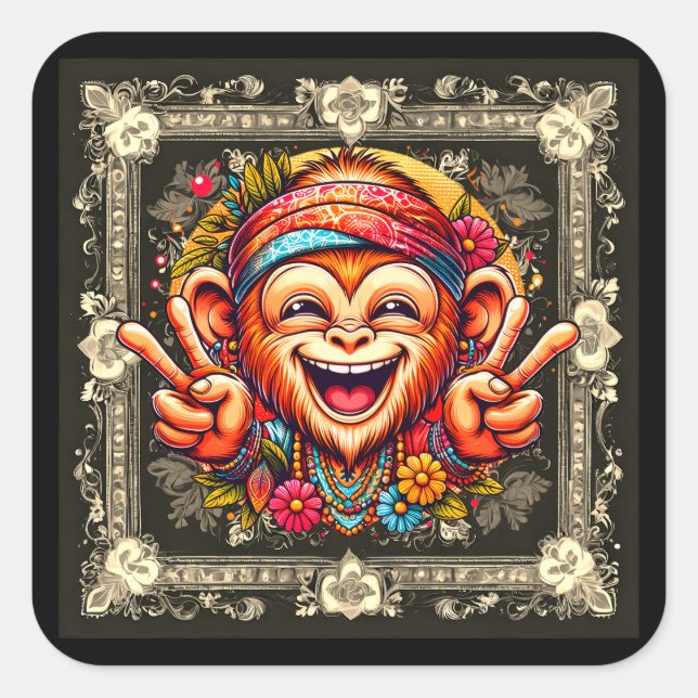 Sticker Carré "Kelly the Chill Monkey Sticker" (Devant)