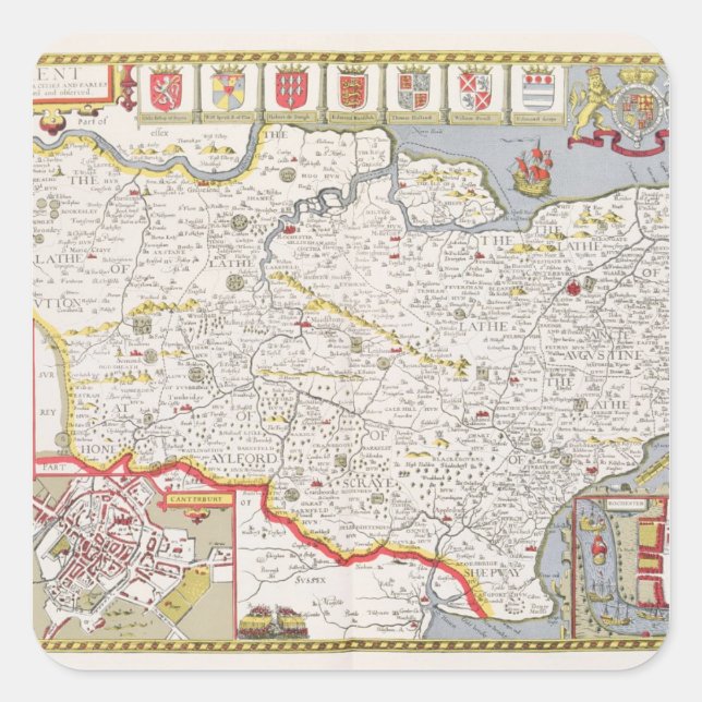 Sticker Carré Kent, gravée par Jodocus Hondius (Devant)