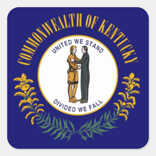 Sticker Carré Kentucky : Drapeau d'État américain du Commonwealt (Devant)