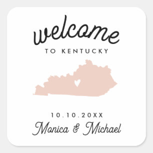 Sticker Carré KENTUCKY State Destination Mariage N'IMPORTE QUELL