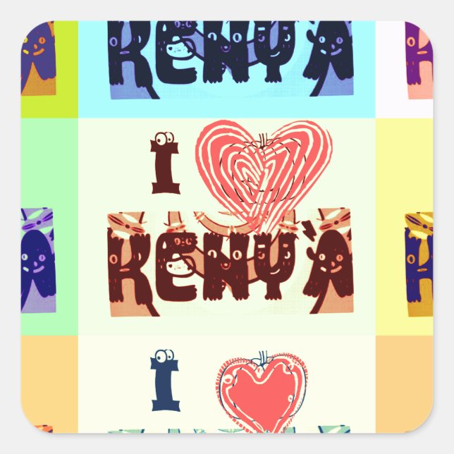Sticker Carré Kenya Travel Souvenir Pop (Devant)