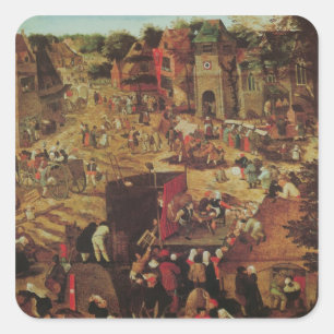 Sticker Carré Kermesse avec théâtre et procession