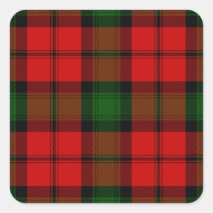 Sticker Carré Kerr tartan rouge vert plaid