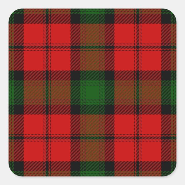 Sticker Carré Kerr tartan rouge vert plaid (Devant)
