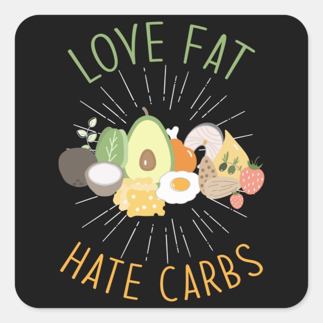 Sticker Carré Keto Diet faible teneur en glucides (Devant)