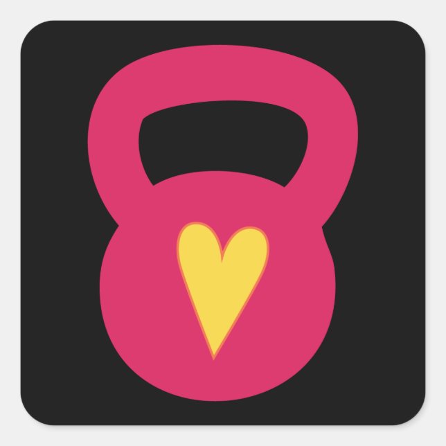 Sticker Carré Kettlebell Avec Un Coeur (Devant)