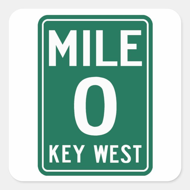 Sticker Carré Key West Mile 0, Floride États-Unis (Devant)