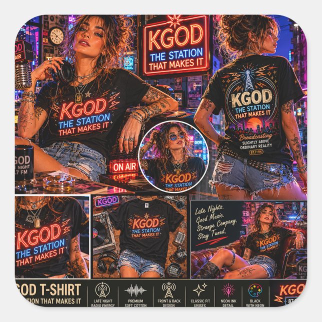 Sticker Carré KGOD Radio Late Night  (Devant)