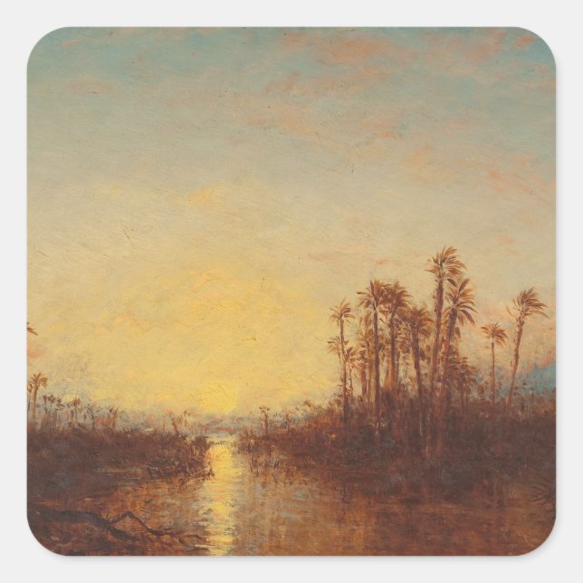 Sticker Carré Khartoum, Coucher De Soleil - Félix Ziem (Devant)