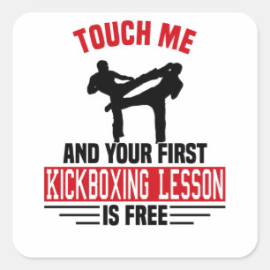 Sticker Carré Kickboxing Kickboxer Martial Arts