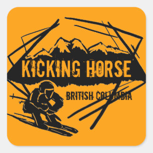 Sticker Carré Kicking Horse Colombie-Britannique orange bâton de