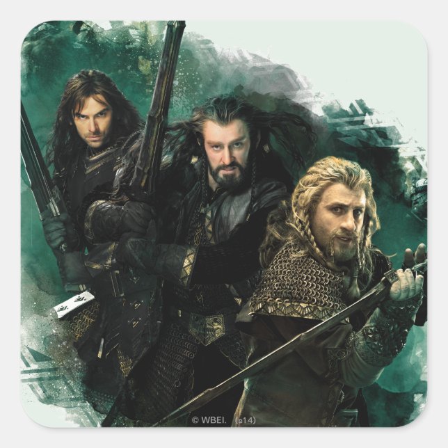 Sticker Carré Kili, THORIN OAKENSHIELD™, et graphique de Fili (Devant)