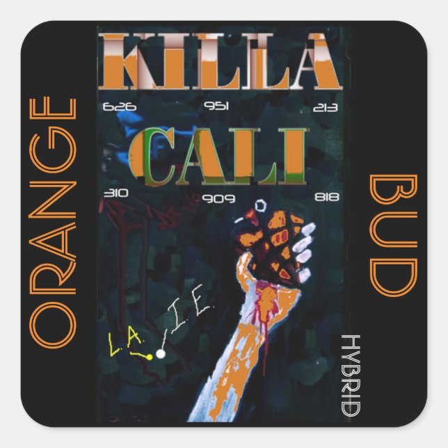 STICKER CARRÉ KILLA CALI ORANGE BUD (Devant)